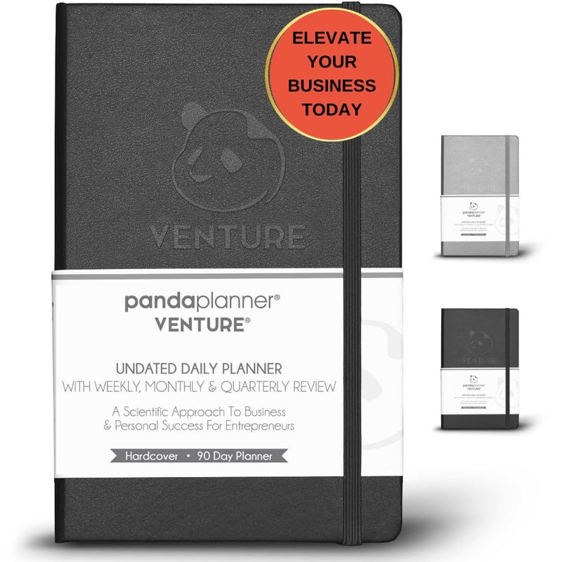 Panda Planner 2026 Business Planner â€“ Undated Daily Work Planner for Professionals & Entrepreneurs â€“ 90 Day Organizer with Goals, KPI Tracker, Monthly Weekly Layout â€“ Compact 8.25â€ x 5.75â€ (Black) - Image 1